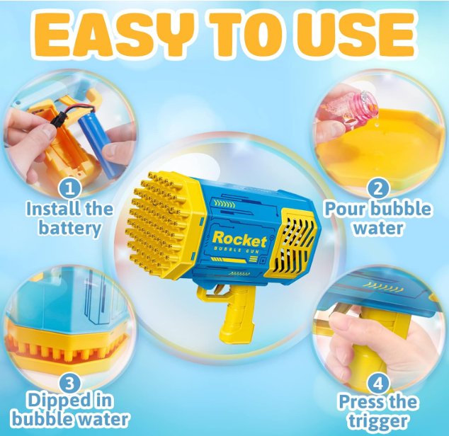 Bubble Gun Machine Kids Automatic Soap Based Bubble Blower